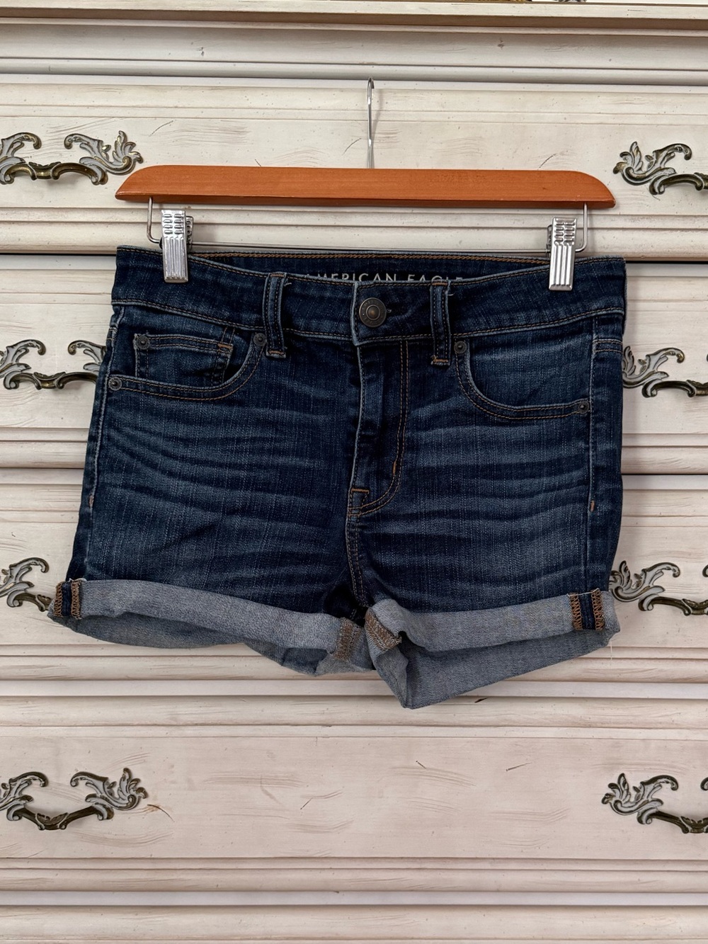 American Eagle High Rise Shortie Denim Shorts
